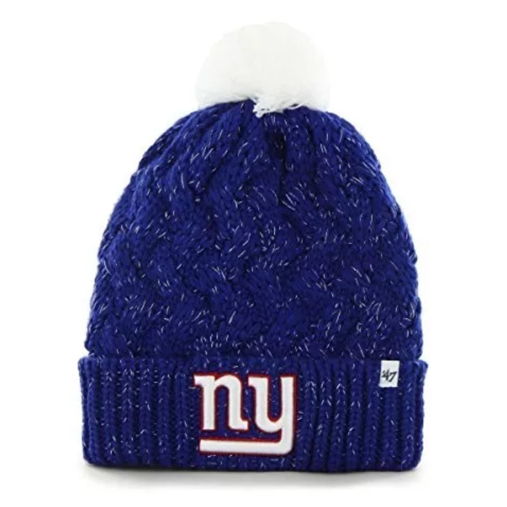 New York Giants 47 Brand Womens NFL Fiona Cuff Knit Beanie - Picture 2 of 6